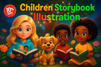 illustrate children story book illustration, children story book cover design