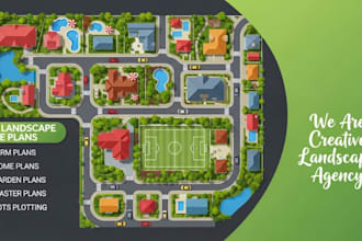 do 2d landscape site plans, urban plan, residential floor plan, farm plan, lot