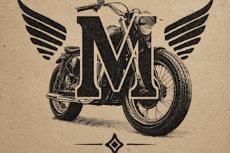 drawing vintage, retro logo deign