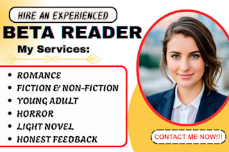 alpha or beta read romance fiction dark horror paranormal ya light novel