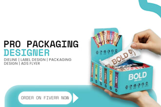 design food packaging, protein bar, and snack bar labels