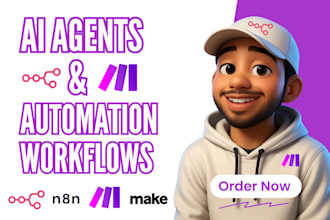 build n8n and make automations, ai agents, ai voice agents, make com workflows