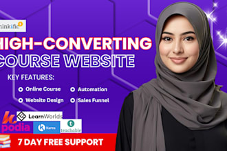 create thinkific website, podia, teachable website for online course