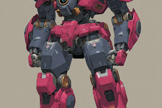 do anime style mecha robot illustrations