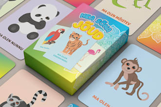 design kids card game educational matching  flashcard board game box rulebook