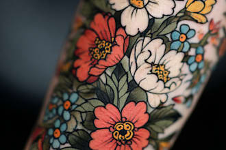 create sleeve tattoo design in geometric style