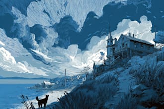 create a striking custom linocut style illustration