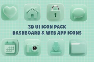 design 3d UI icons for your dashboard, web, or app