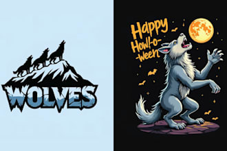 design vintage grunge t shirt werewolf logo