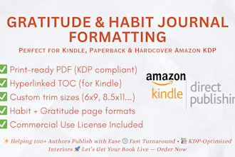 do gratitude journal and habit tracker kindle paperback hardcover on amazon KDP