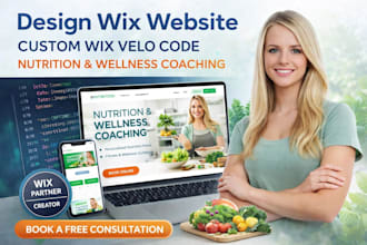 design wix website,custom wix velo code for nutrition,wellness coaching