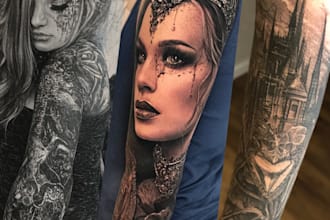 do sleeve tattoo design, tattoo cover up, realistic tattoo