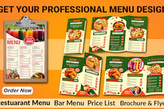 design editable restaurant menu, food menu and food flyer