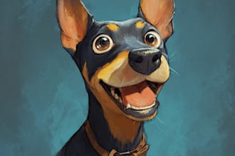 draw you and your pet into cute cartoon
