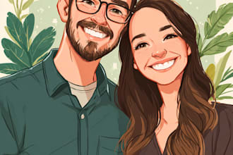 illustrate cute couple or family portrait