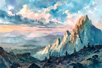 draw a watercolor landscape illustration