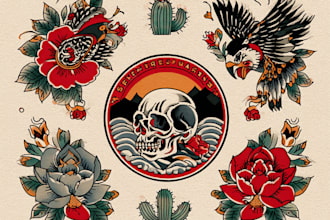 create a traditional or old school style tattoo design