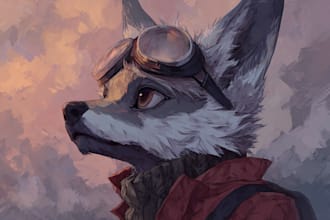 design a  furry character with unique outfit and pose
