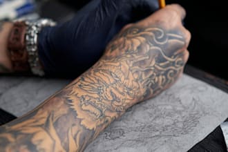 create sleeve tattoo design in geometric style