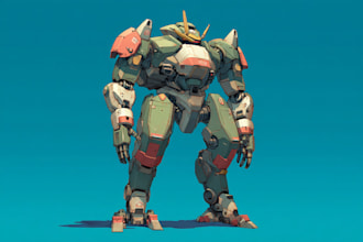 do anime style mecha robot illustrations