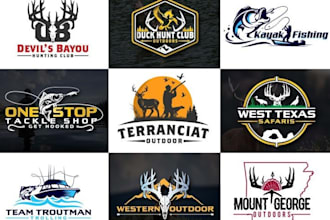 design outdoor camping fishing hunting custom logo