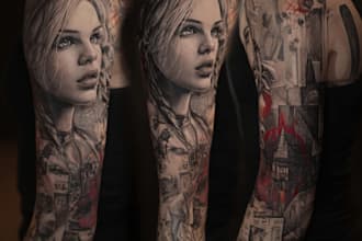 draw a attractive tattoo sleeve art