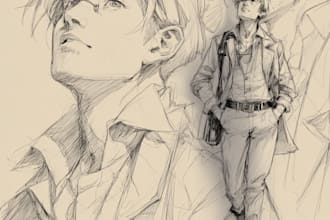 sketch expression sheet of your favorite anime characters