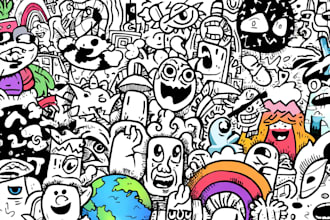 create colorful doodle art illustration