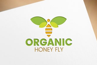 unique eye catching honey bee logo label design