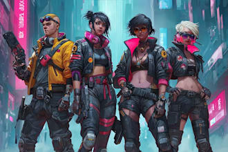 design cyberpunk and fantasy character splash art