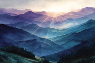 draw a watercolor landscape illustration