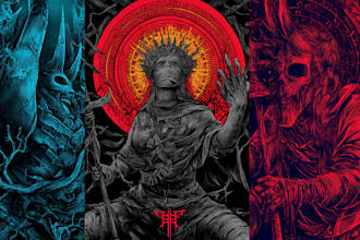 draw detailed dark art, creepy, horror illustration