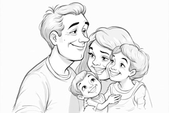 draw disney family portrait illustration