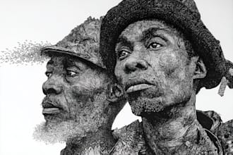 draw a black and white line art illustration