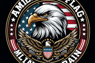 design american flag eagle military veteran logo with t shirt design