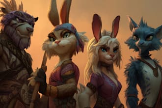 draw furry art, fursona, dnd furry character and anthro art