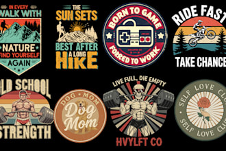 do 90s retro vintage graphic logo style custom tshirt design