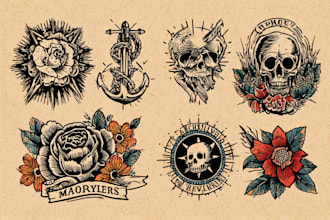 create old school tattoo in traditional tattoo style
