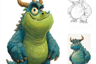 draw cartoon for character, monster, dragon
