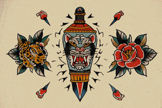 make you a traditional old school tattoo style design
