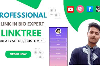 set up linktree link in bio landing page for social media