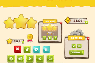 design game UI, icons and buttons