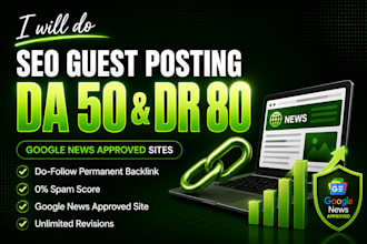 do SEO guest posting on general sites with da 50, DR 80