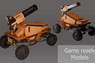 create hard surface low poly game ready assets and weapons