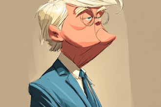 create any current political cartoon in unique style