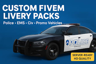 design custom fivem livery packs police, ems, civ and server ready