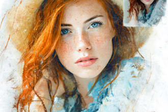 create your self portrait with my watercolor style painting