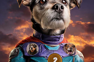create custom super hero pet portrait
