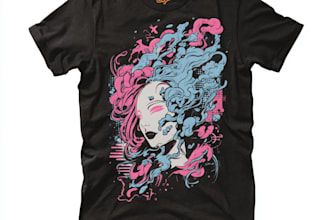 create sticker graphic t shirt design for clothing merch