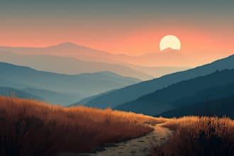 make poster, vector art deco, landscape illustration